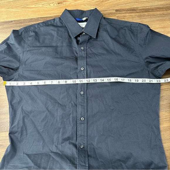 Teddy Stratford Mens Button Up Shirt Casual Navy Blue Long Sleeve Size 3 Zipper - Picture 8 of 12